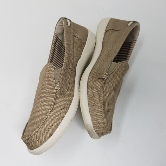 CROCS Women's Walu Canvas Loafer Size 7 Khaki/Stucco 14391 Comfort slip on Shoes - Picture 6 of 11